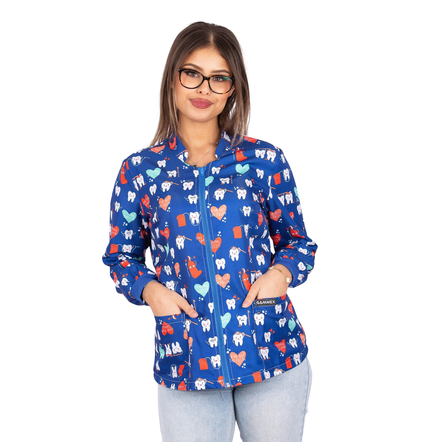 CHAQUETA SANITARIA ESTAMPADO DENTISTA