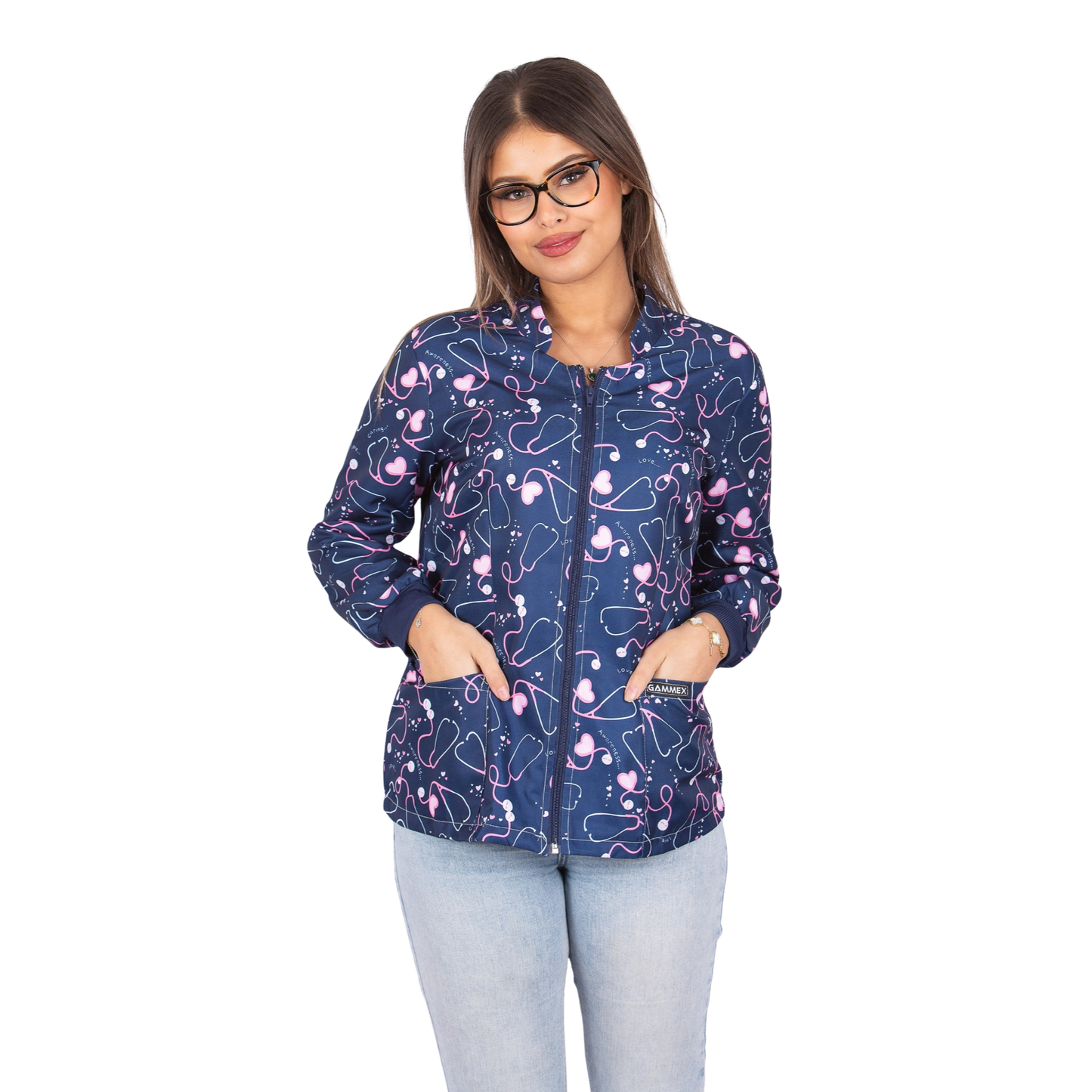 CHAQUETA SANITARIA ESTAMPADO - ESTETOSCOPIO
