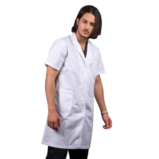 BATA MÉDICA BLANCA HOMBRE MANGA CORTA