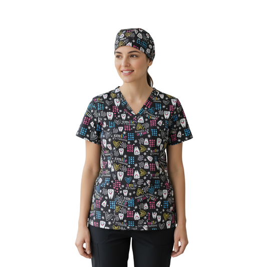 CONJUNTO SANITARIO ESTAMPADO - DENTISTA (Gorro INC)