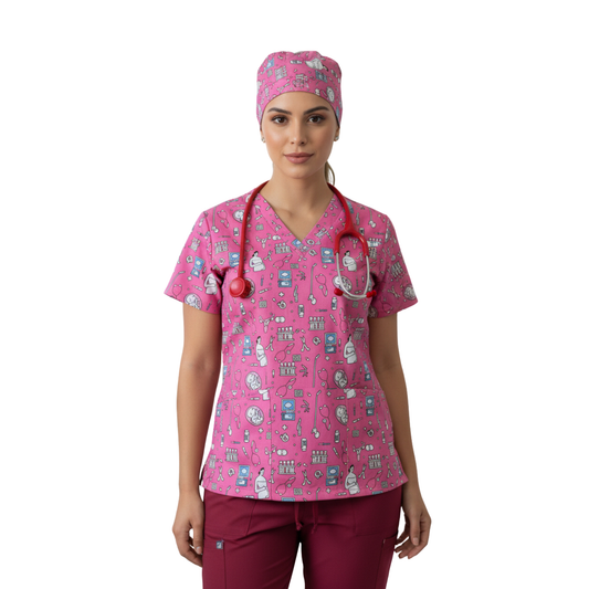 CONJUNTO SANITARIO ESTAMPADO - MATERNIDAD (Gorro INC)