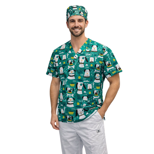 CONJUNTO SANITARIO ESTAMPADO - VETERINARIO (Gorro INC)